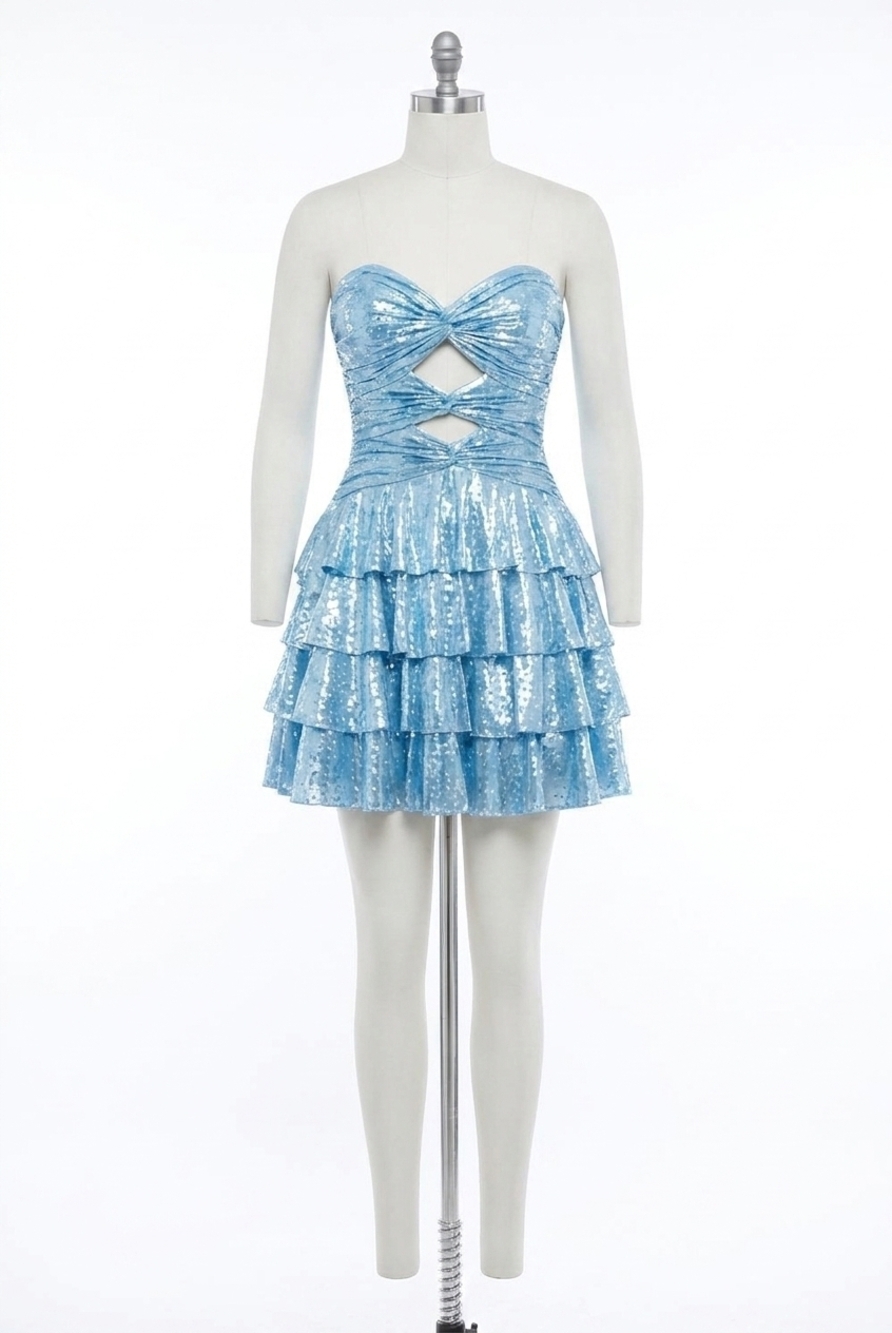 NEW JOVANI tatum homecoming sequin mini dress in light blue